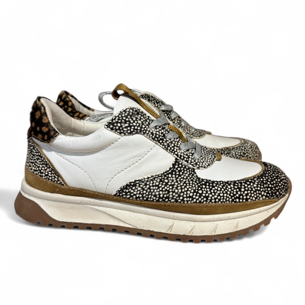 Madewell KICKOFF sneakers leather and spot mix calf hair SIZE 7.5